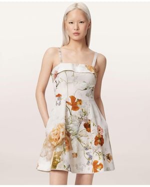 AllSaints Char Floral Linen Blend Mini Dress - Natural