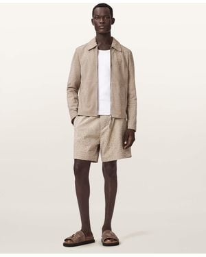 AllSaints Hockley Suede Animal Print Jacket - Natural