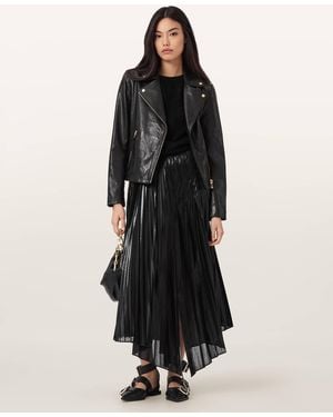 AllSaints Polyester Jax Pleated Midi Skirt, /Us 2 - Black
