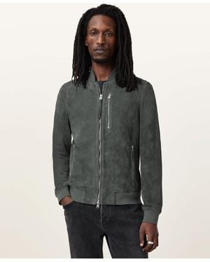 AllSaints Kemble Suede Bomber Jacket - Grey