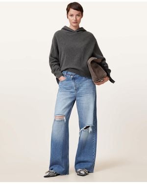 AllSaints Aki Wide Leg Crossover Denim Jeans - Blue