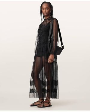 AllSaints Cesca Mesh Midi Dress - Black