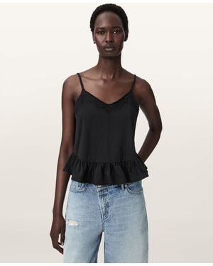 AllSaints Georgia Embroidered Slim Fit Cami Top - Blue