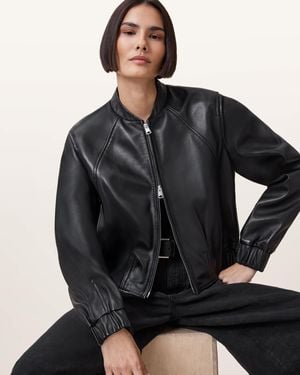 AllSaints Martina Leather Bomber Jacket - Black