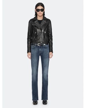 AllSaints Dalby Slim Fit Leather Biker Jacket - Black