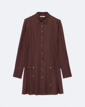 AllSaints Artemis Silk-Blend Mini Shirt Dress - Purple