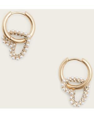 AllSaints Vida Heart Beaded Hoop Earrings - Natural