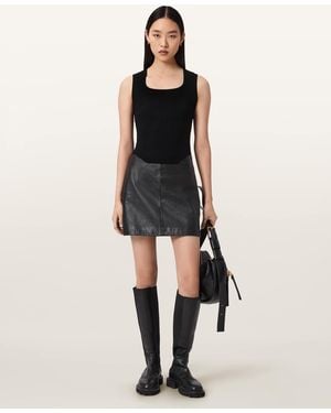 AllSaints Renai Leather Mini Skirt - Black