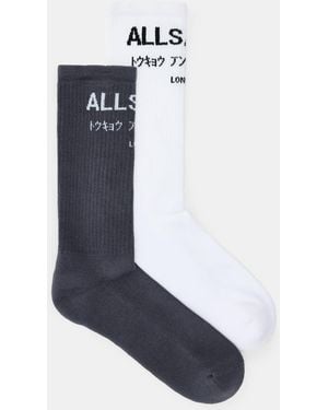 AllSaints Underground Logo Socks 2 Pack - Blue