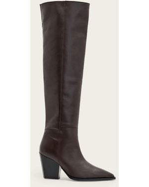 AllSaints Reina Leather Zip Boots - Brown