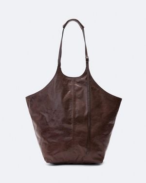 AllSaints Siloh Overspill Leather Tote - Brown