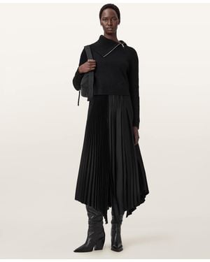 AllSaints Jax 2-In-1 Roll Neck Maxi Dress - Black