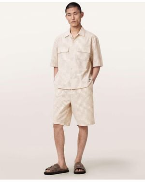 AllSaints Rockland Relaxed Fit Check Shorts - Natural