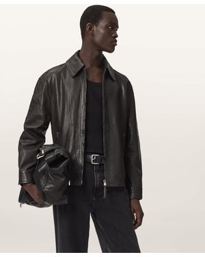 AllSaints Garrison Leather Jacket - Black