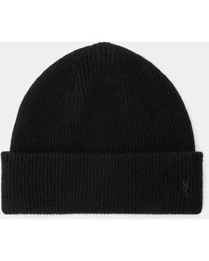 AllSaints Signature Ramskull Embroidered Wool Beanie - Black