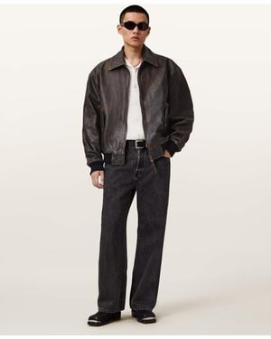 AllSaints Marco Oversized Leather Bomber Jacket - Black