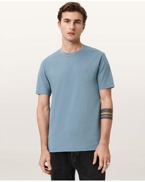 AllSaints Brace Brushed Cotton Crew Neck T-Shirt - Blue