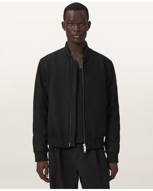 AllSaints Deceit Textured Wool Blend Bomber Jacket - Black