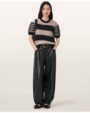 AllSaints Clem Striped Knitted T-Shirt - Black