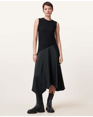 AllSaints Pia Drop Hem Satin Maxi Dress - Blue