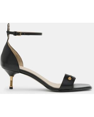 AllSaints Gloria Screw Heeled Leather Sandals - White