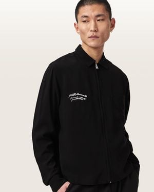 AllSaints Buck Oversized Embroidered Long Sleeve Jacket - Black
