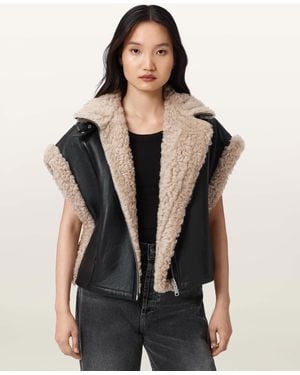 AllSaints Marlin Reversible Shearling Gilet - Black