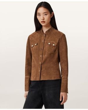 AllSaints Rock Suede Shirt - Brown