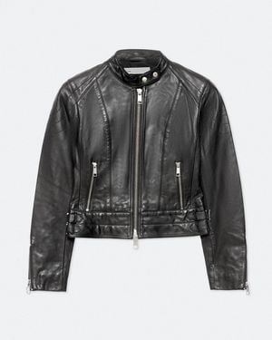 AllSaints Comet Cropped Leather Jacket - Black