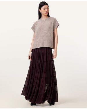 AllSaints Eva Tiered Maxi Skirt - White