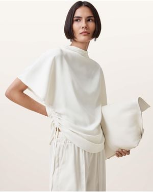 AllSaints Polyester Leslie Satin Short Sleeve Top, /Us 2 - White