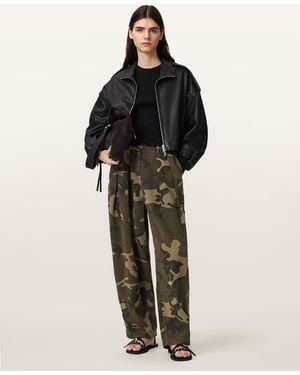 AllSaints Becca Camo Denim Barrel Leg Trousers - Black