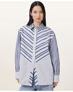 AllSaints Shannon Striped Cotton Shirt - Blue