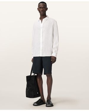 AllSaints Loom Long Sleeve Linen Shirt - White