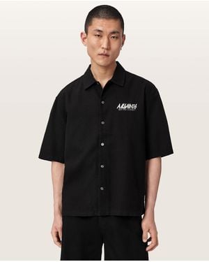 AllSaints Synth Short Sleeve Oversized Shirt - Black