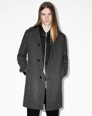 AllSaints Fincher Herringbone Cashmere Blend Coat - Black