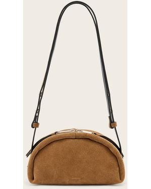 AllSaints Rosalie Arc Suede Crossbody Bag - Natural