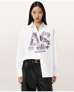 AllSaints Polyester Adrienne Print Shirt, /Us 2 - White