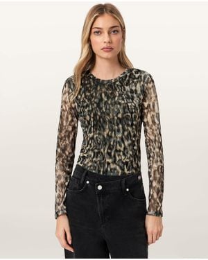 AllSaints Ellie Mesh Long Sleeve T-Shirt - Black
