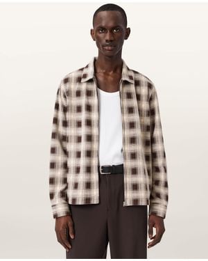 AllSaints Krater Checked Long Sleeve Shirt - Natural