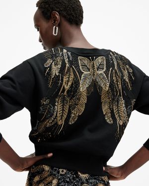 AllSaints Separo Embellished Butterfly Sweatshirt - Black
