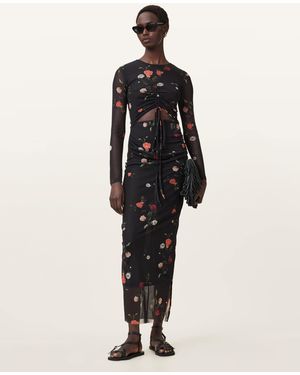AllSaints Kathy Print Mesh Maxi Dress - Natural