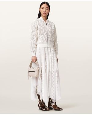 AllSaints Jade Embellished Bomber Jacket - Natural