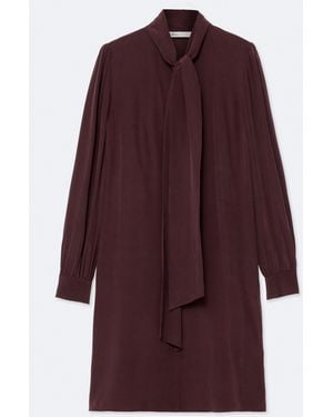 AllSaints Jamie Long-Sleeve Silk Midi Dress - Purple
