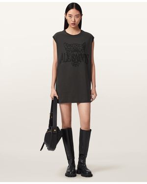 AllSaints Wild Brooke Relaxed Fit Mini T-Shirt Dress - Black