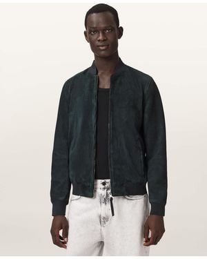 AllSaints Morton Relaxed Fit Suede Bomber Jacket - Black