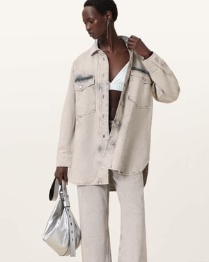 AllSaints Faye Sparkle Denim Mini Dress - Natural