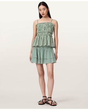 AllSaints Kali Cotton Striped Mini Skirt - Green