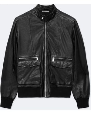 AllSaints Hiro Leather Bomber Jacket - Black