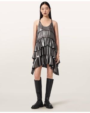 AllSaints Cavarly Metallic Mini Dress - Natural